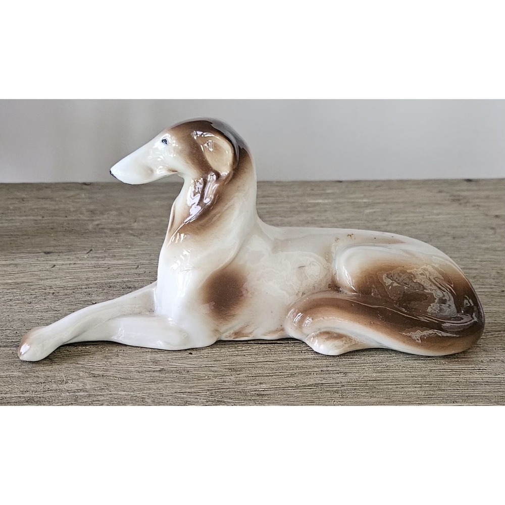 Antique German Porcelain Borzoi Dog Sculpture